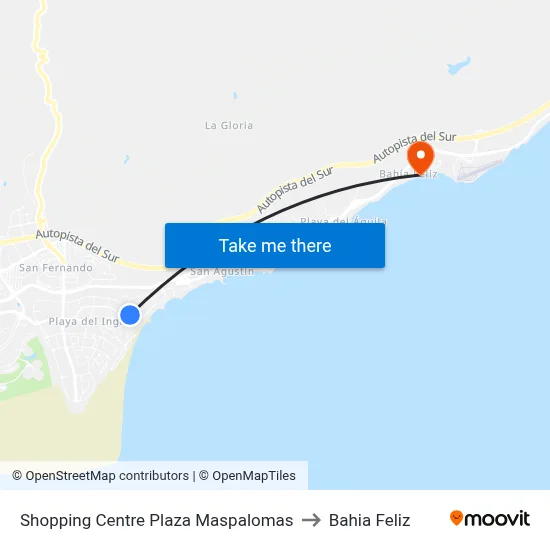 Shopping Centre Plaza Maspalomas to Bahia Feliz map