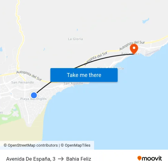 Avenida De España, 3 to Bahia Feliz map