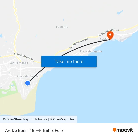 Av. De Bonn, 18 to Bahia Feliz map