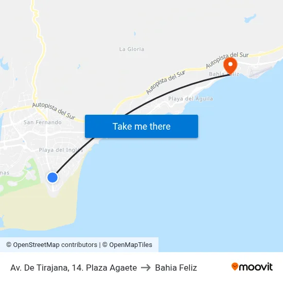 Av. De Tirajana, 14. Plaza Agaete to Bahia Feliz map