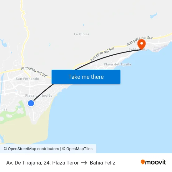 Av. De Tirajana, 24. Plaza Teror to Bahia Feliz map
