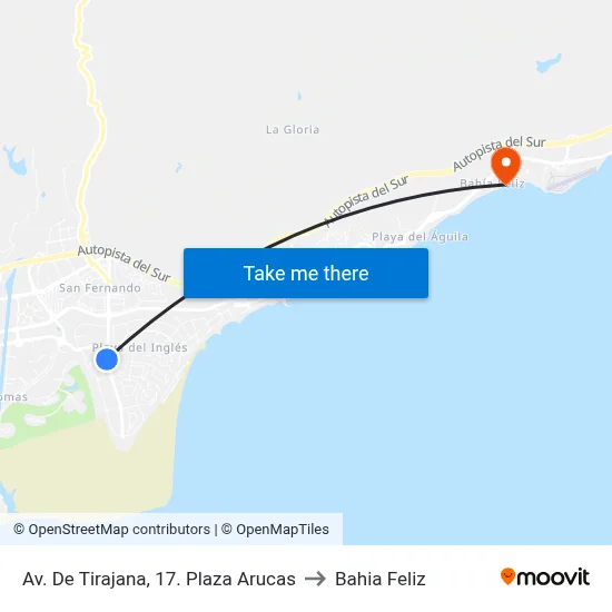 Av. De Tirajana, 17. Plaza Arucas to Bahia Feliz map