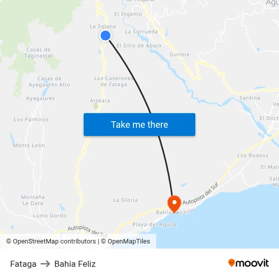 Fataga to Bahia Feliz map