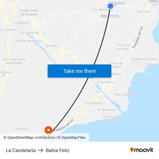 La Candelaria to Bahia Feliz map