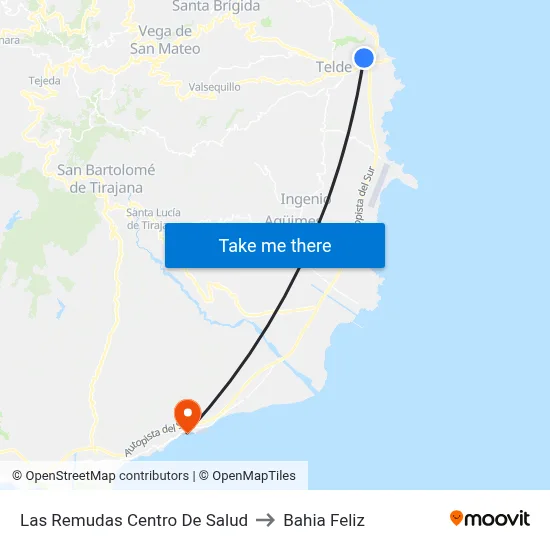 Las Remudas Centro De Salud to Bahia Feliz map
