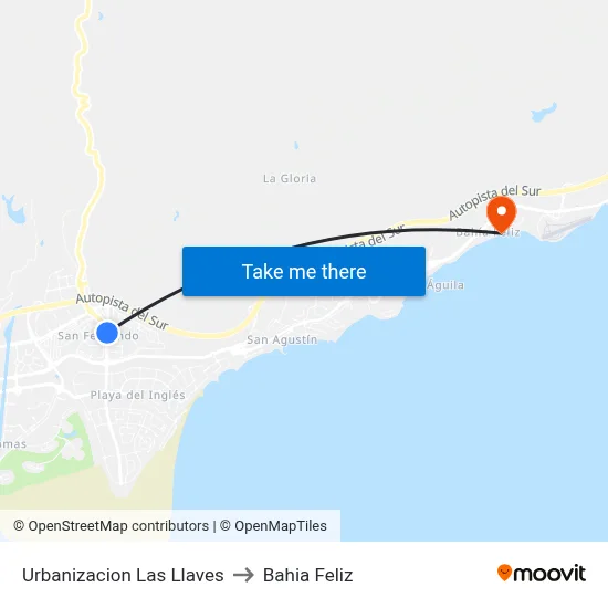 Urbanizacion Las Llaves to Bahia Feliz map