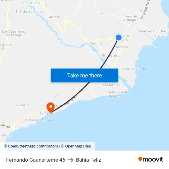 Fernando Guanarteme 46 to Bahia Feliz map