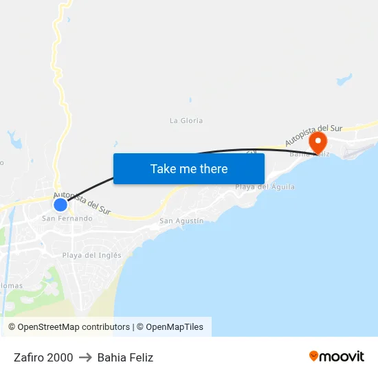 Zafiro 2000 to Bahia Feliz map