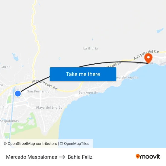 Mercado Maspalomas to Bahia Feliz map