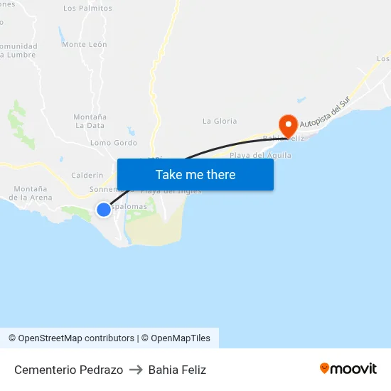 Cementerio Pedrazo to Bahia Feliz map