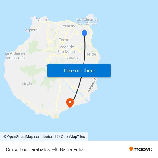 Cruce Los Tarahales to Bahia Feliz map