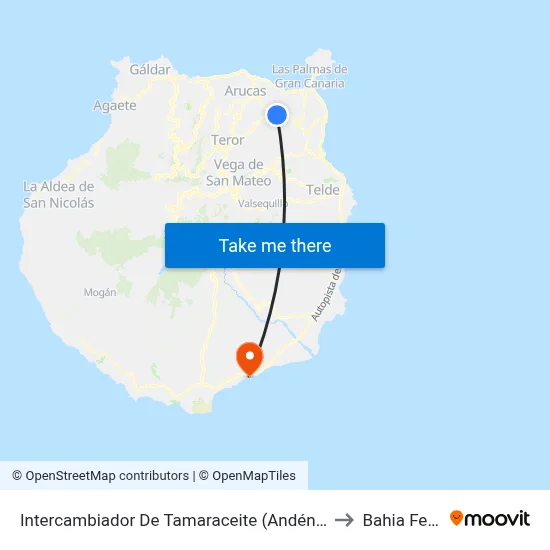 Intercambiador De Tamaraceite (Andén 2) to Bahia Feliz map