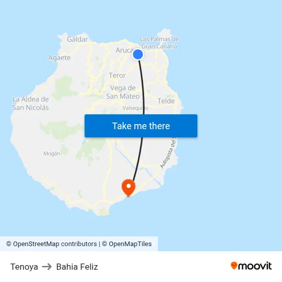 Tenoya to Bahia Feliz map