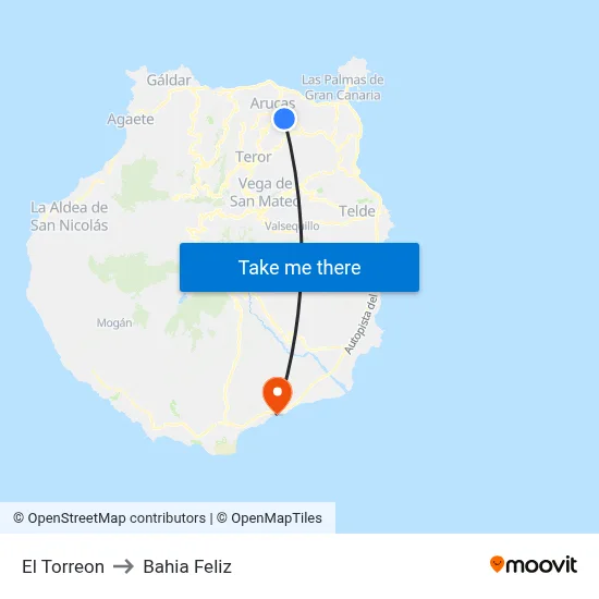 El Torreon to Bahia Feliz map