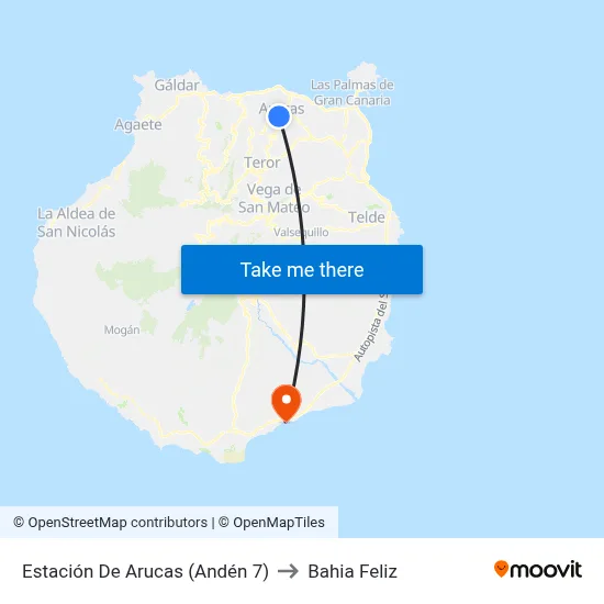 Estación De Arucas (Andén 7) to Bahia Feliz map