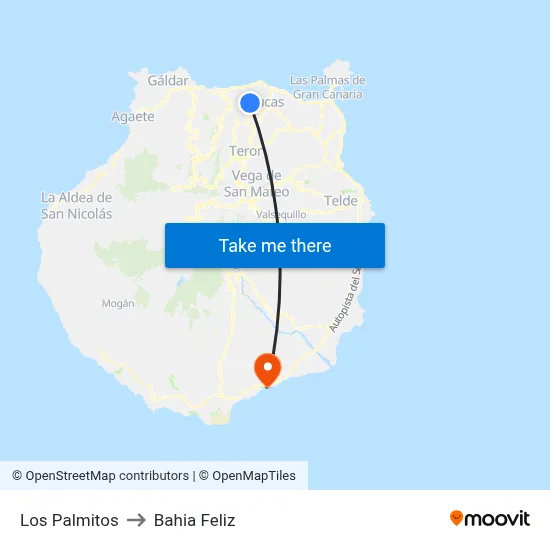 Los Palmitos to Bahia Feliz map