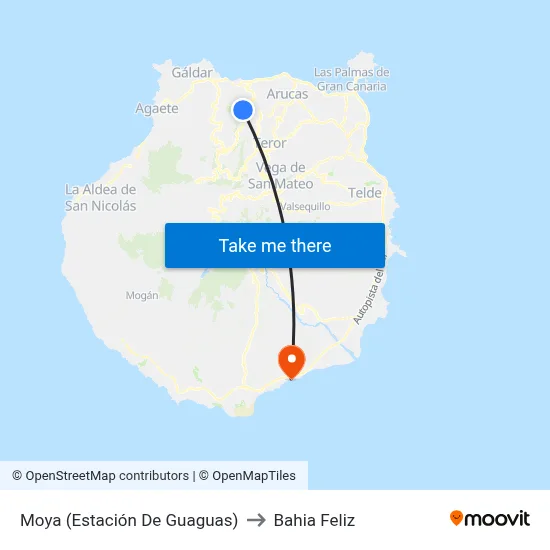 Moya (Estación De Guaguas) to Bahia Feliz map