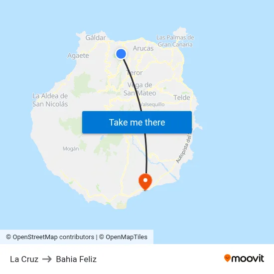 La Cruz to Bahia Feliz map