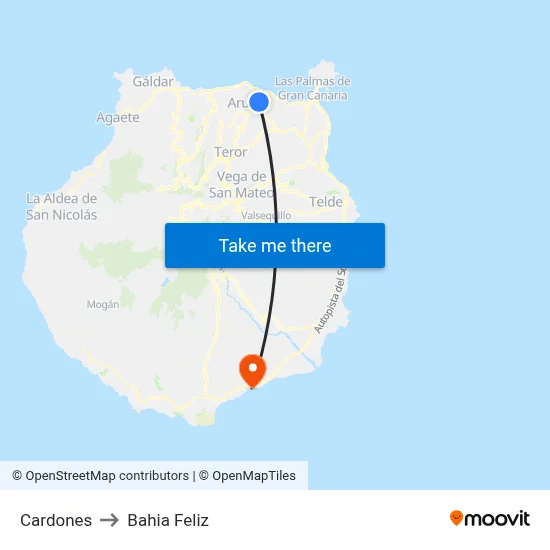 Cardones to Bahia Feliz map