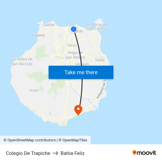 Colegio De Trapiche to Bahia Feliz map
