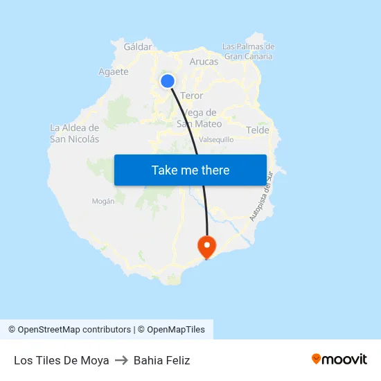 Los Tiles De Moya to Bahia Feliz map