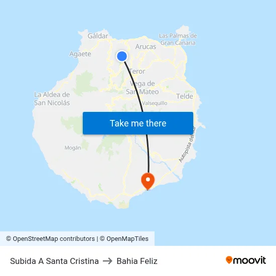 Subida A Santa Cristina to Bahia Feliz map