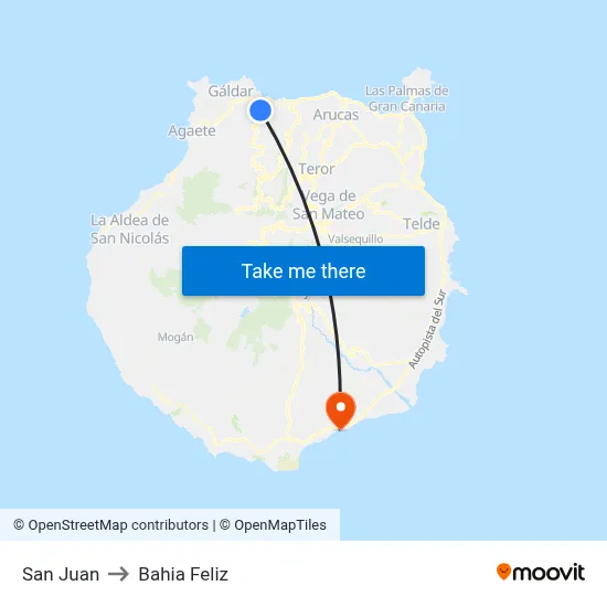 San Juan to Bahia Feliz map