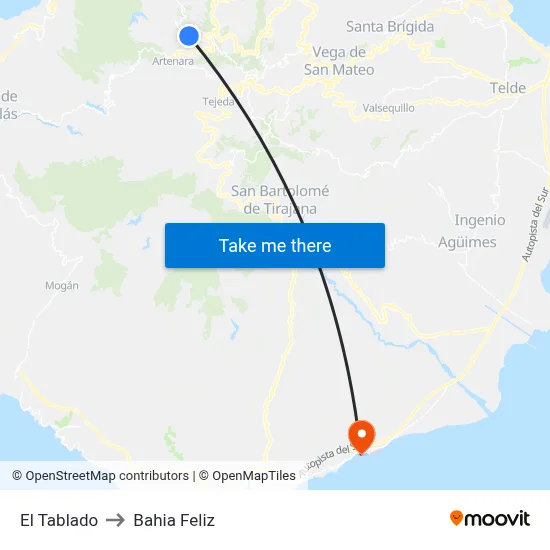 El Tablado to Bahia Feliz map