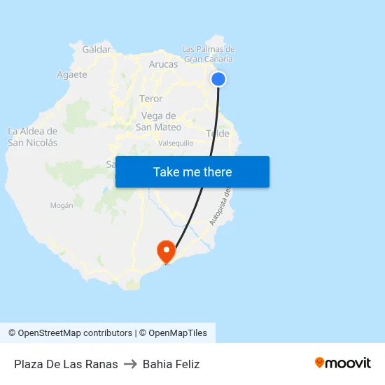 Plaza De Las Ranas to Bahia Feliz map