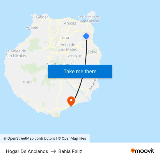 Hogar De Ancianos to Bahia Feliz map
