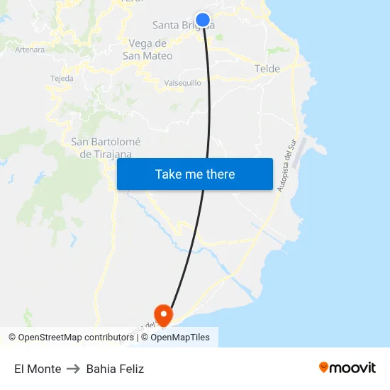 El Monte to Bahia Feliz map