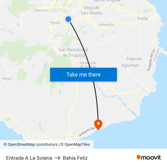 Entrada A La Solana to Bahia Feliz map