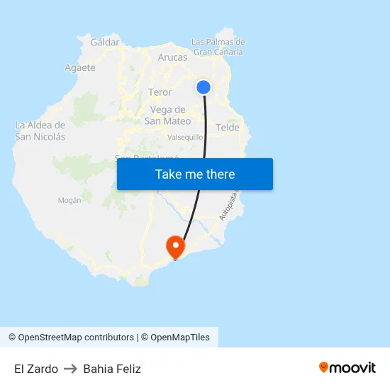 El Zardo to Bahia Feliz map