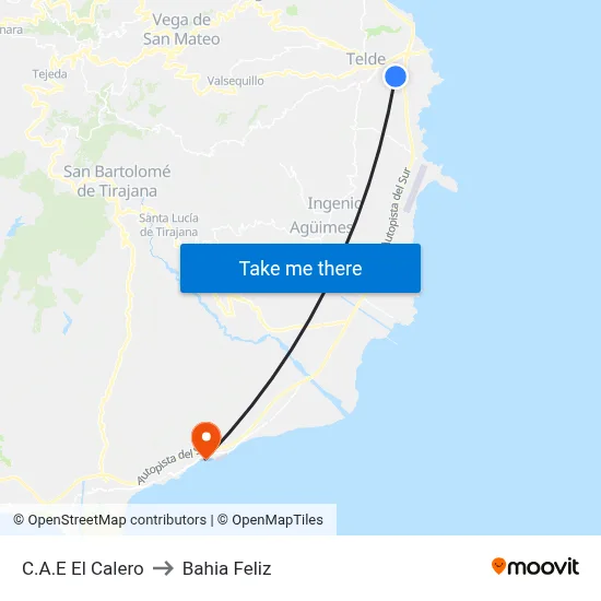 C.A.E El Calero to Bahia Feliz map
