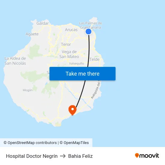 Hospital Doctor Negrín to Bahia Feliz map