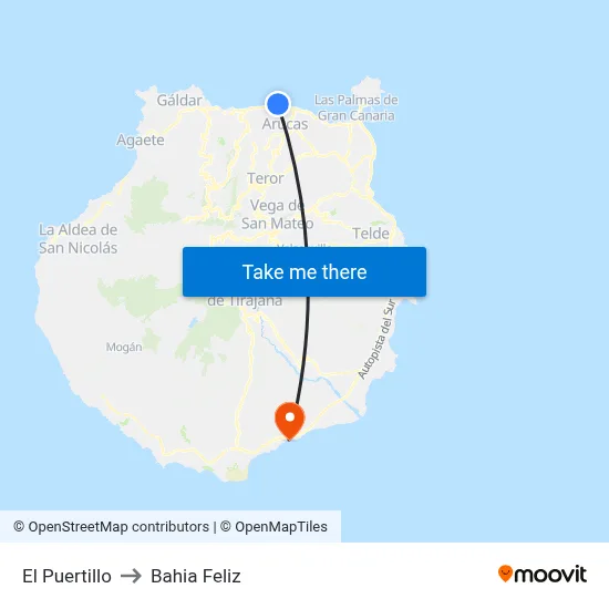 El Puertillo to Bahia Feliz map