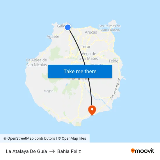 La Atalaya De Guía to Bahia Feliz map