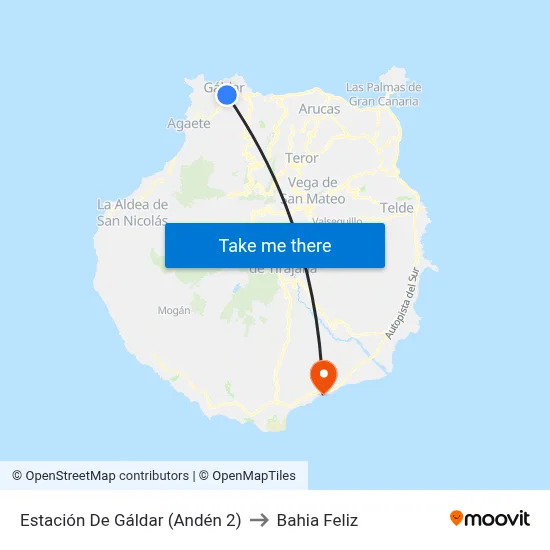 Estación De Gáldar (Andén 2) to Bahia Feliz map