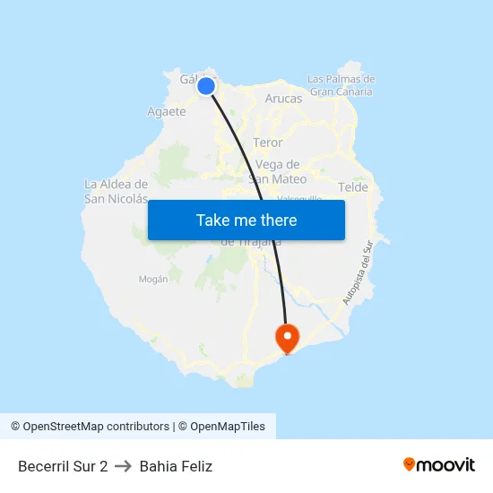 Becerril Sur 2 to Bahia Feliz map