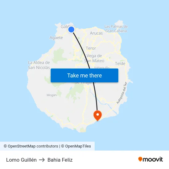 Lomo Guillén to Bahia Feliz map