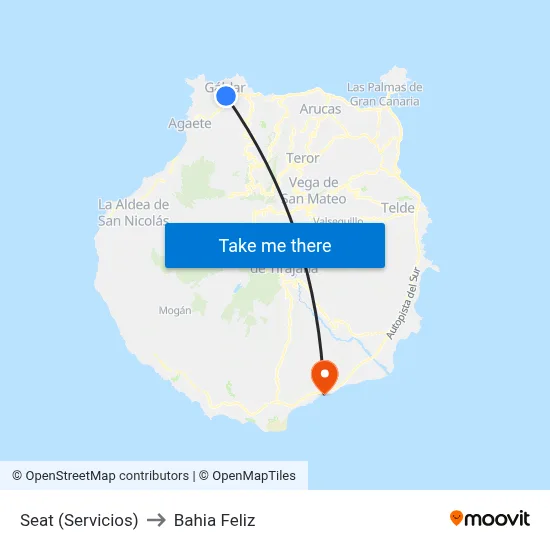 Seat (Servicios) to Bahia Feliz map