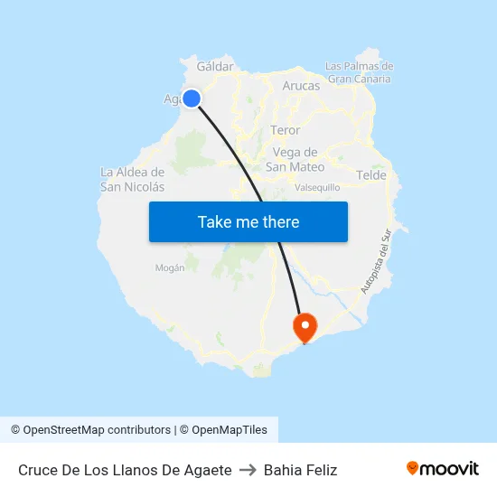 Cruce De Los Llanos De Agaete to Bahia Feliz map