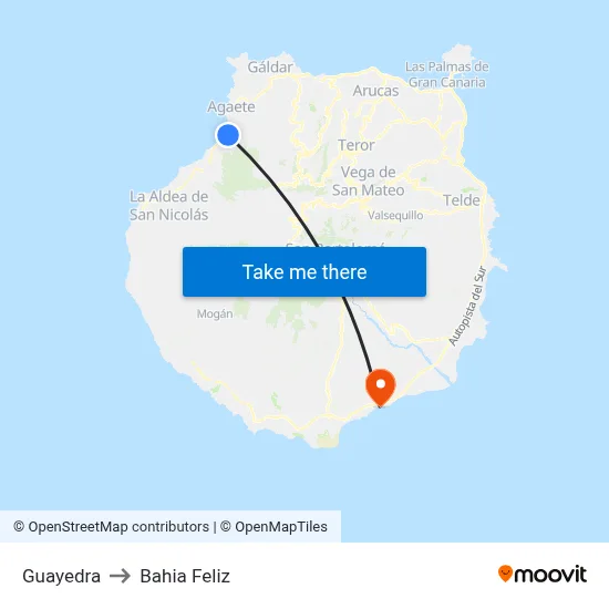 Guayedra to Bahia Feliz map