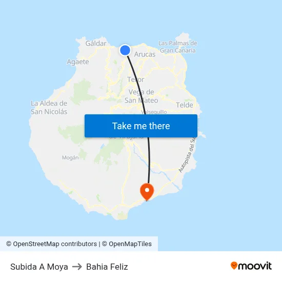 Subida A Moya to Bahia Feliz map