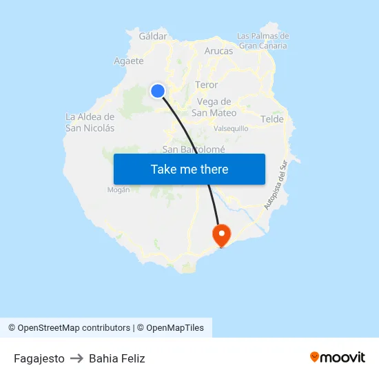 Fagajesto to Bahia Feliz map