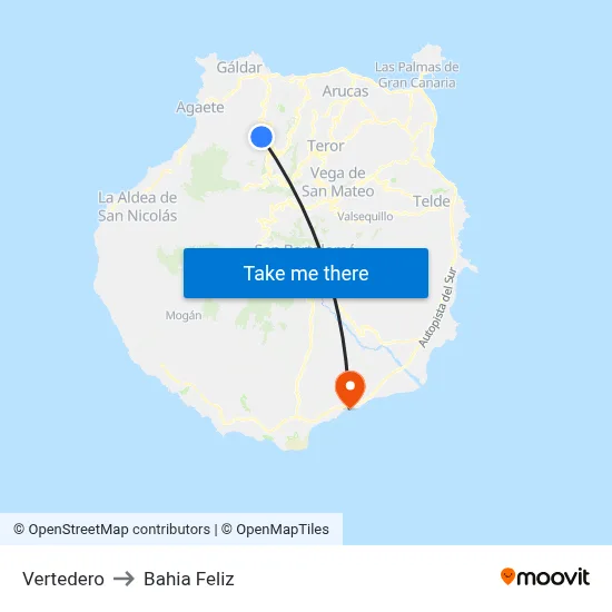 Vertedero to Bahia Feliz map