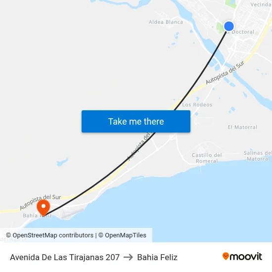 Avenida De Las Tirajanas 207 to Bahia Feliz map