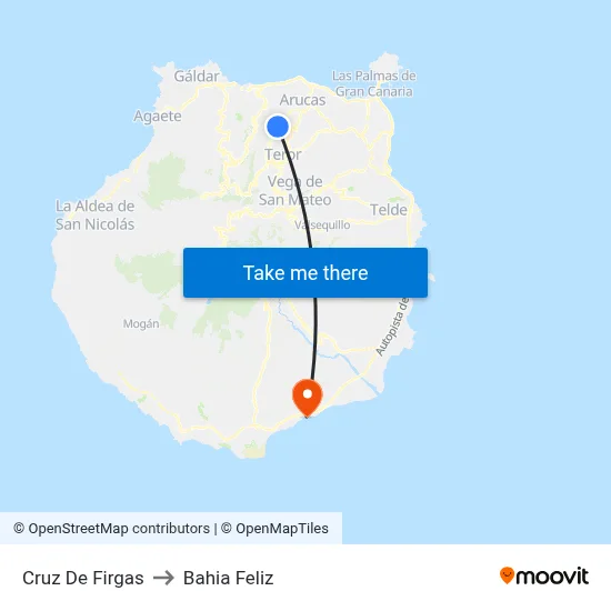 Cruz De Firgas to Bahia Feliz map