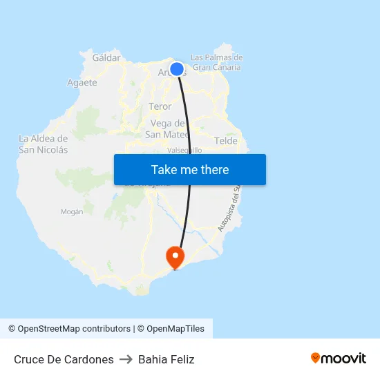 Cruce De Cardones to Bahia Feliz map