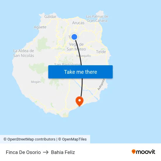 Finca De Osorio to Bahia Feliz map